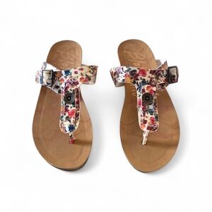 Blowfish Malibu Floral T-Strap Sandals Size 6 Adjustable Buckle